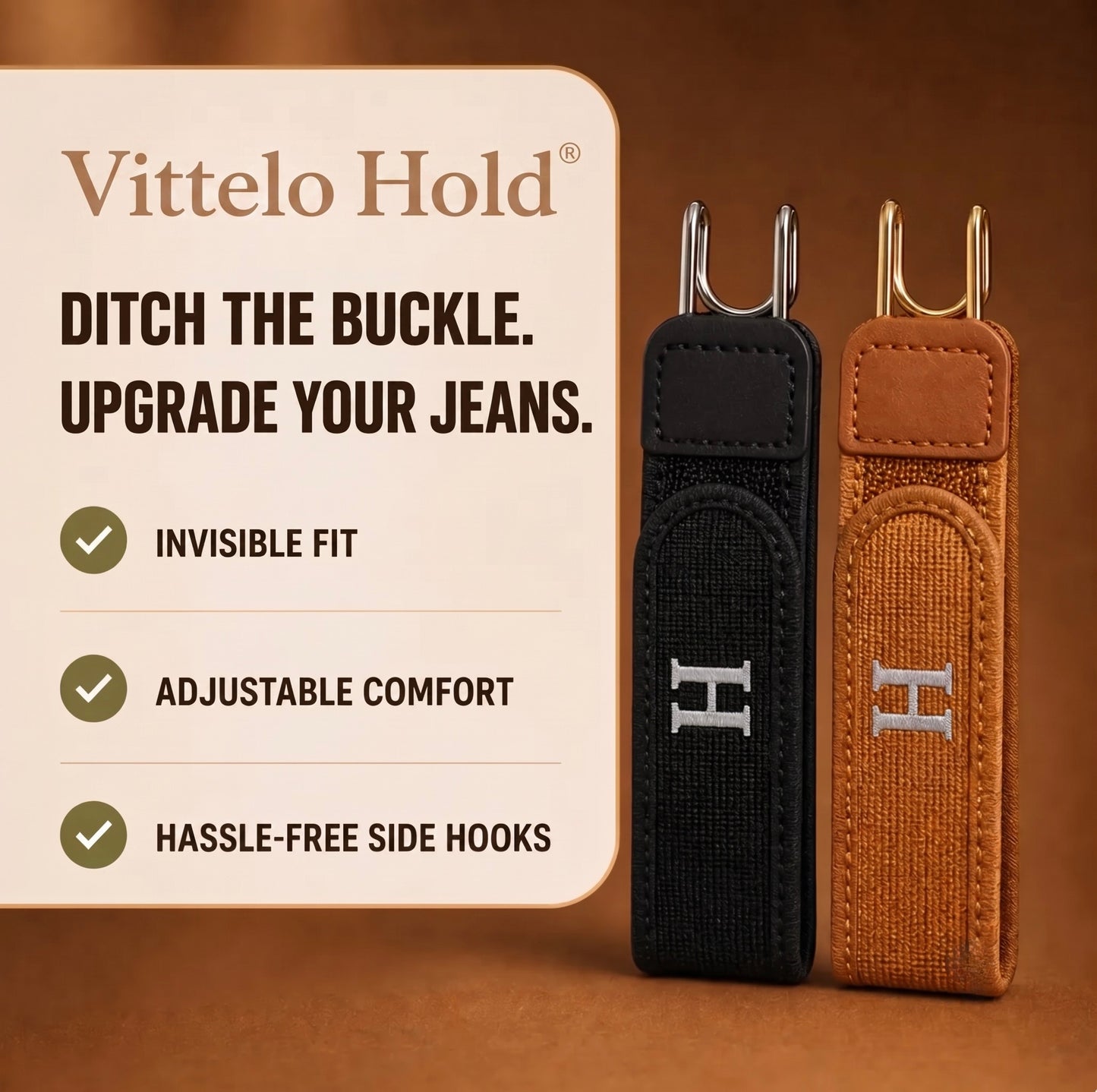 Vittelo Hold Fit Buckle-Free Belt